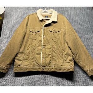 GAP Men's XXL Corduroy Sherpa Lined Trucker Jacket Mission Tan Faux Shearling